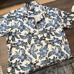 Navy Floral Men's Polo Shirt